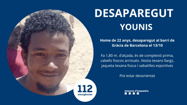 Foto d'en Younis, desaparegut a l'octubre al barri de Gràcia de Barcelona. Font: Mossos d'Esquadra.