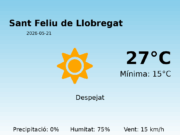 El temps avui 21 de Maig de 2026 a Sant Feliu de Llobregat segons l’AEMET