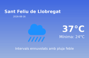 Previsió de l’AEMET a Sant Feliu de Llobregat avui 16 de Agost de 2026
